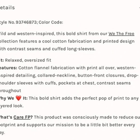 Free People We The Free Calico Flannel Shirt Size XS NWT - Picture 11 of 11